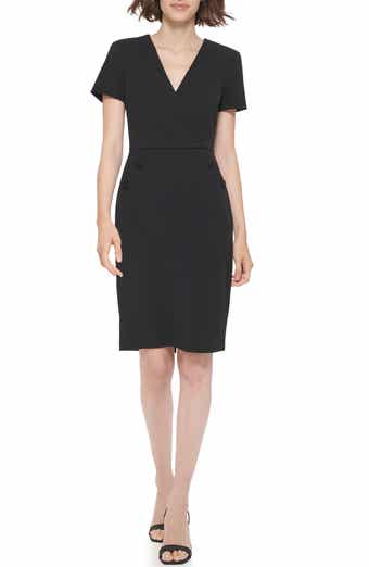 Calvin Klein V-Neck Button Sheath Dress