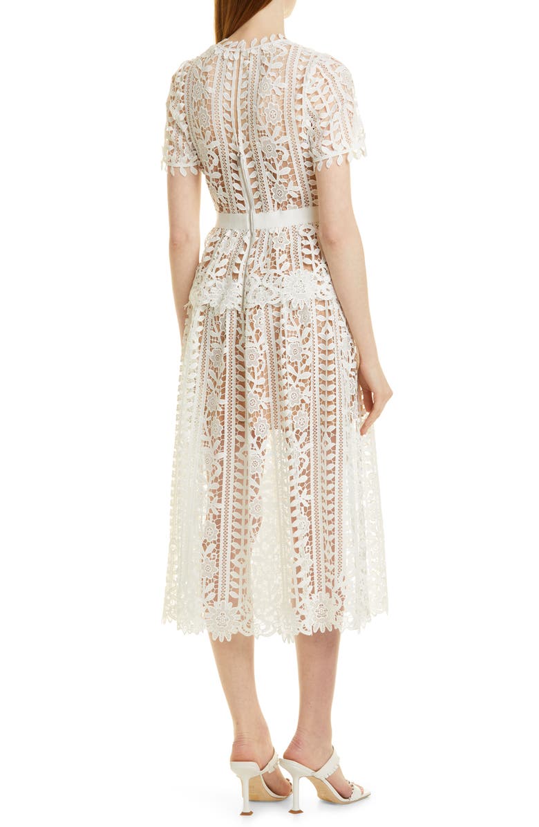 Self-Portrait Guipure Lace Short Sleeve Dress, Alternate, color, 