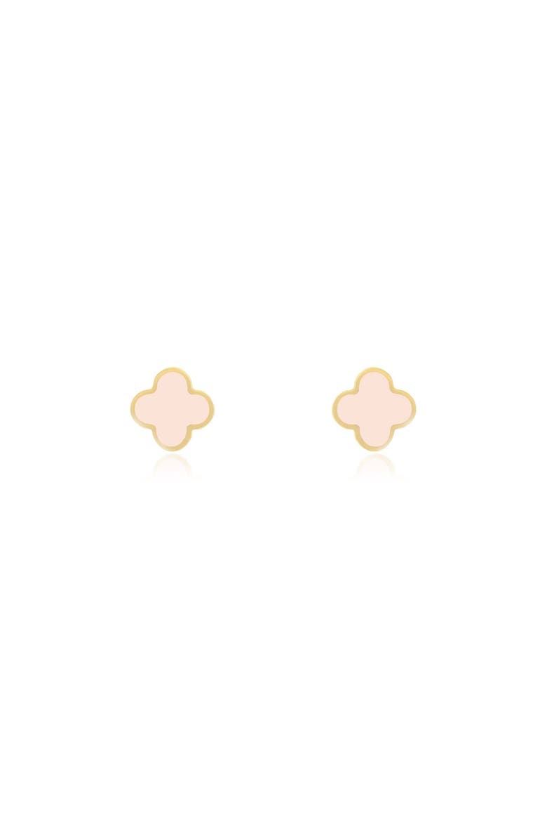Mini Pink Pearl Clover Stud Earrings, Alternate, color, Pink Pearl