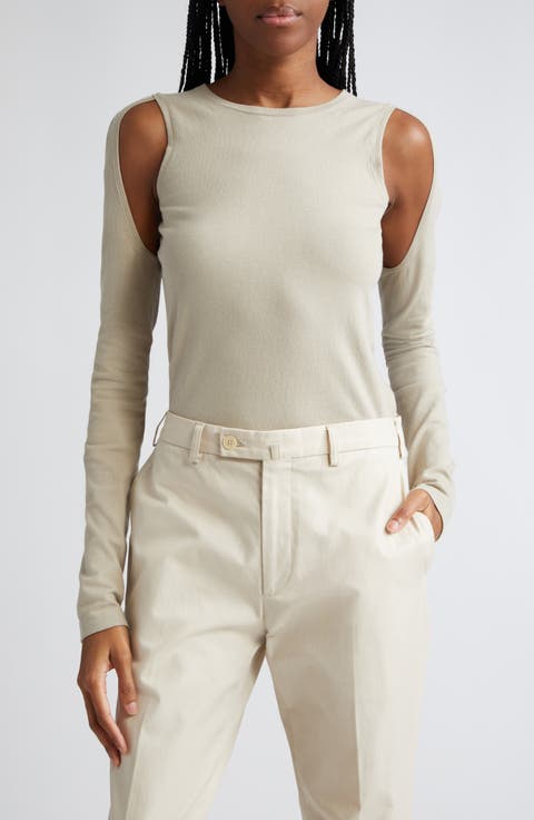 Cotton Shoulder Cutout Sweater