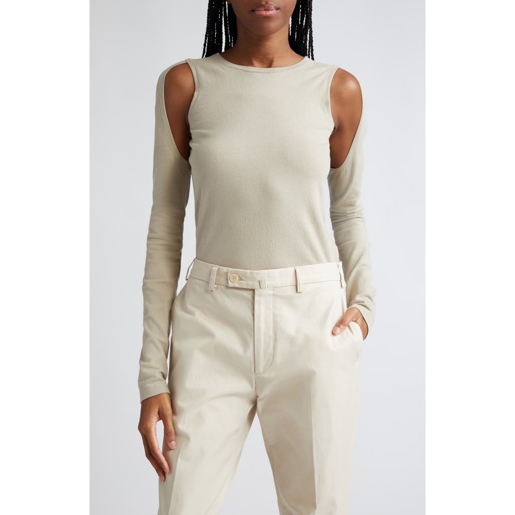Helmut Lang Cutout Crewneck Sweater In Sand