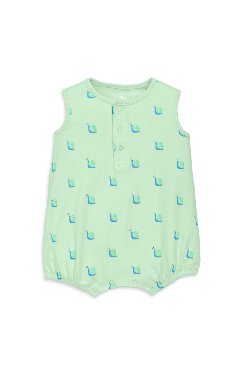 Primary Baby Organic Henley Tank Shortie In Baby Bugs, Main, color, Light Clover Snails