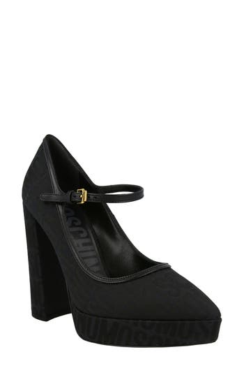 Moschino Logo Jacquard Mary Jane Pumps
