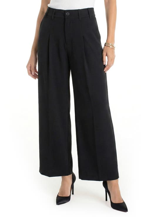 Pleated Wide Leg Ankle Pants