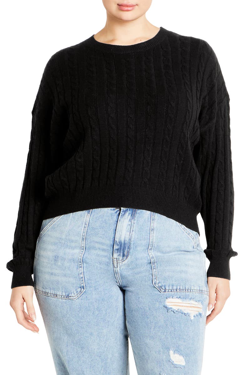 City Chic Kenia Cable Sweater, Main, color, 