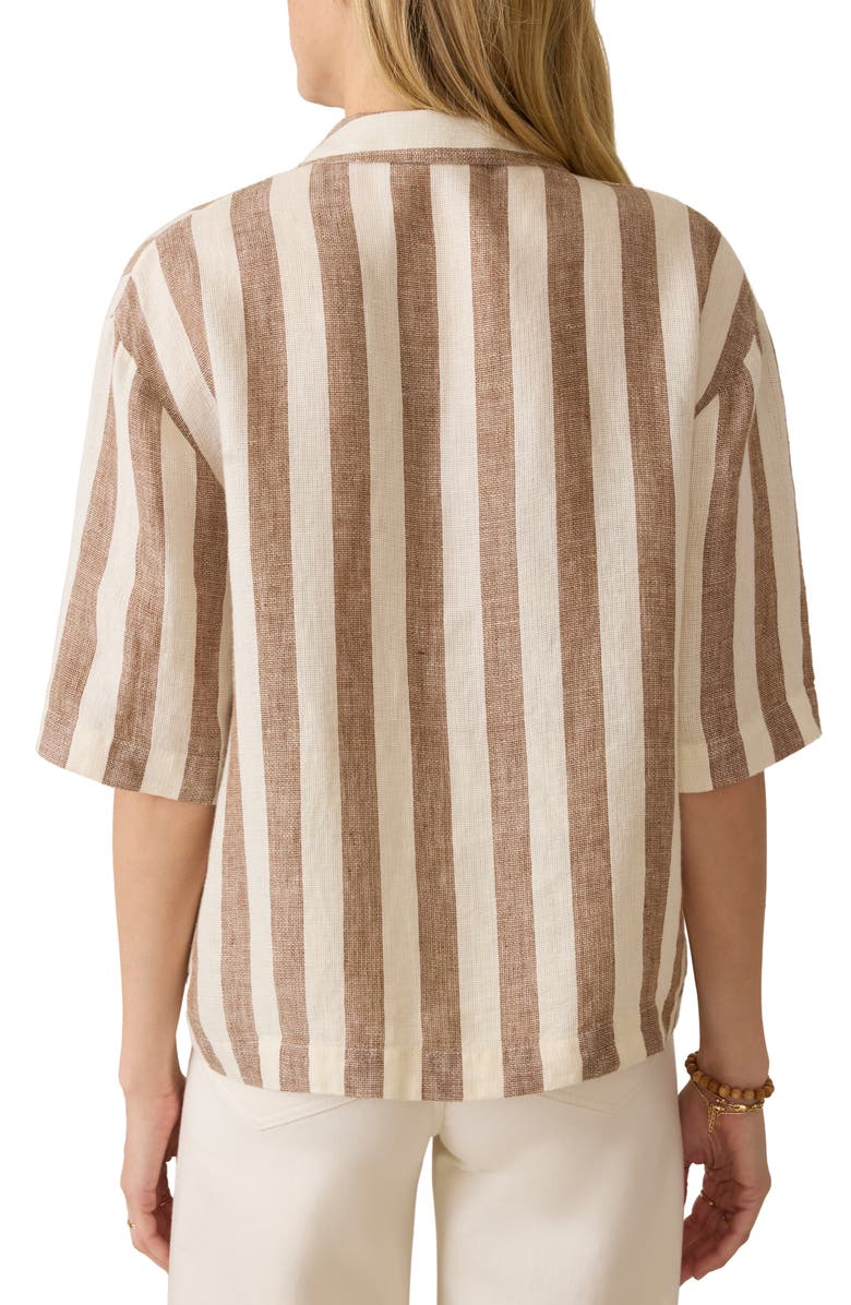Faherty Palma Stripe Linen Camp Shirt, Alternate, color, Cocoa Beach Stripe