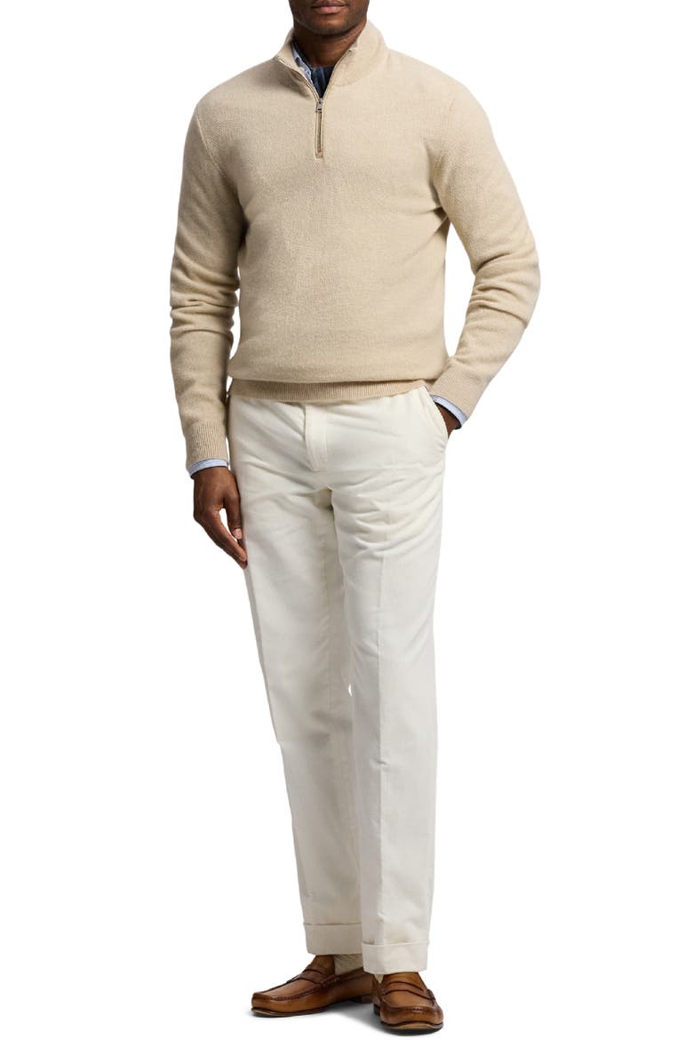 Bird's Eye Cashmere Half Zip Sweater, Alternate, color, CHAMPAGNE MELANGE