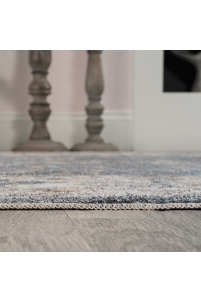 Brandy Rustic Border Low-Pile Machine-Washable Area Rug, Alternate, color, Dark Gray/Cream