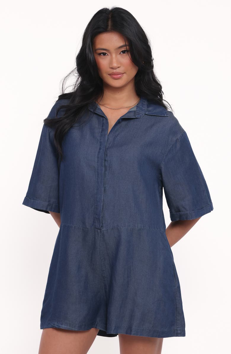 Petal & Pup Kiya Denim Romper, Alternate, color, Dark Denim