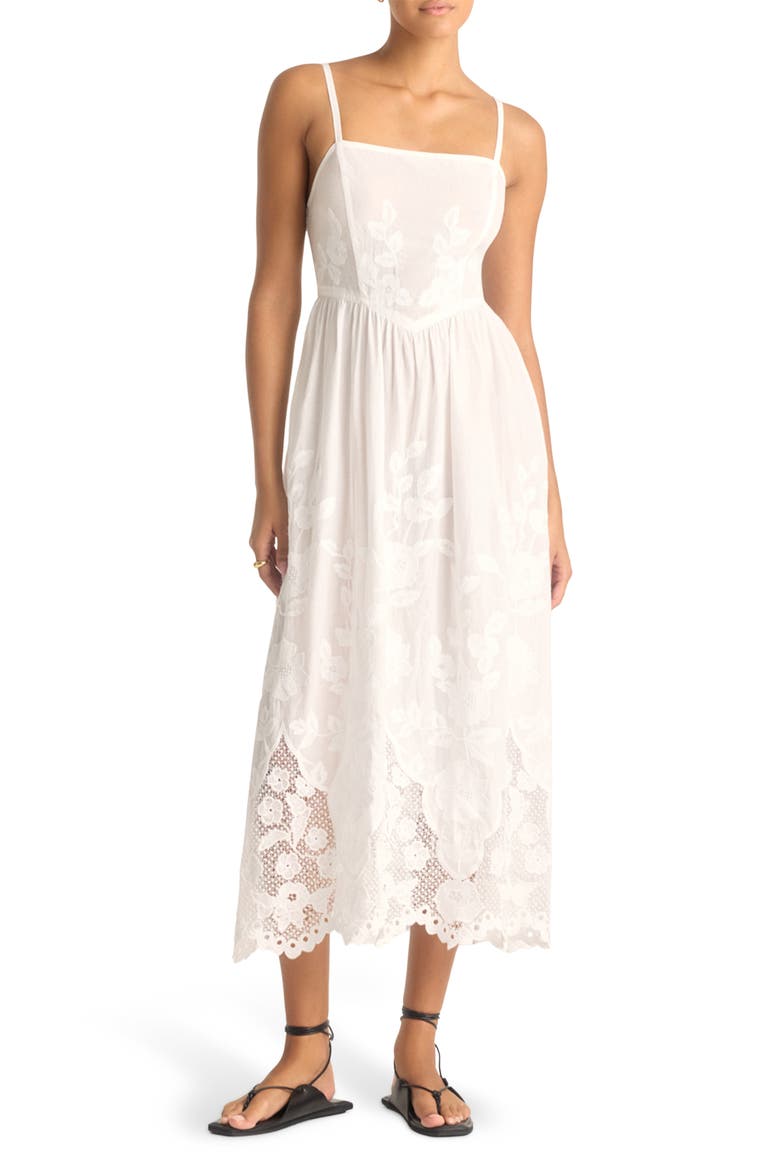 Flora Embroidered Sleeveless Cover-Up Maxi Dress, Main, color, WHITE