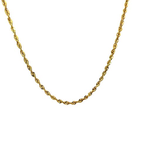 14K Yellow Gold Diamond Cut Rope Chain Necklace 4.5mm