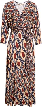 Diane von Furstenberg Ivara Ikat Print Faux Wrap Dress