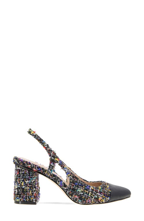Bcbg Darrin Block Heel Slingback Pump In Multi Boucle/black
