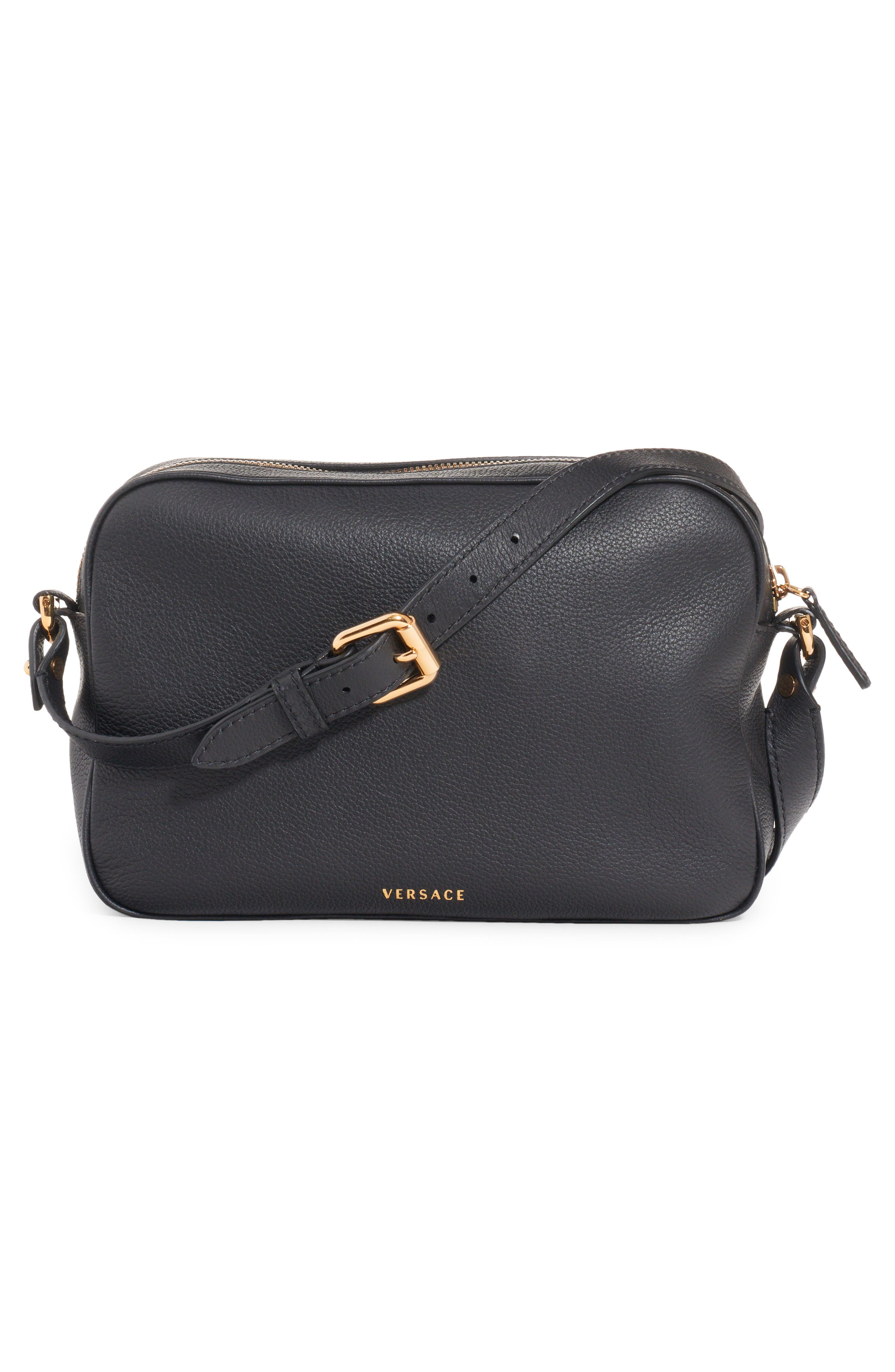 Versace Medusa Leather Crossbody Camera Bag, Alternate, color, 