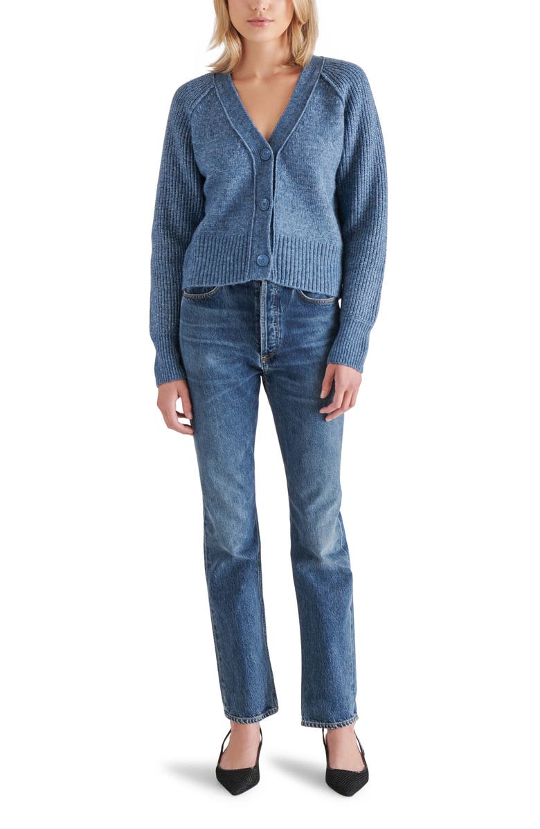 Steve Madden Beckie V-Neck Cardigan, Alternate, color, Blue Dusk