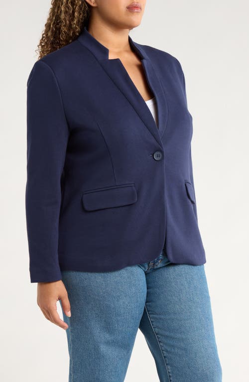 Gibsonlook Inverted Notch Collar Cotton Blend Blazer In Blue