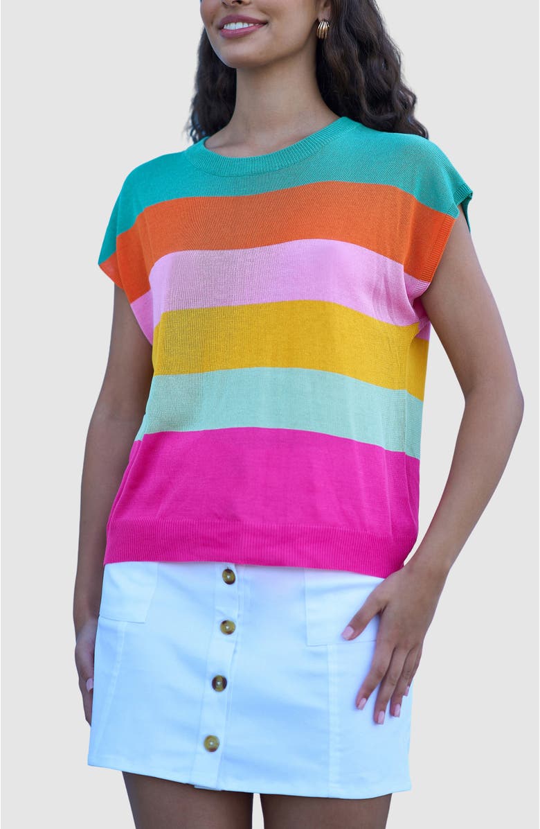 Yumi Block Stripe Relaxed Knitted Top, Alternate, color, Multi
