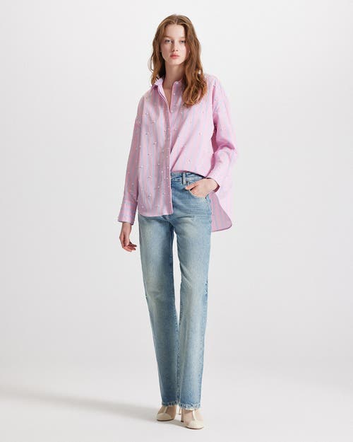 Theo The Label Echo Pearly Shirt In Pink