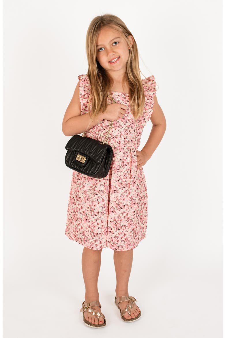 Kids' Floral Pinafore Dress, Alternate, color, RASPBERRY