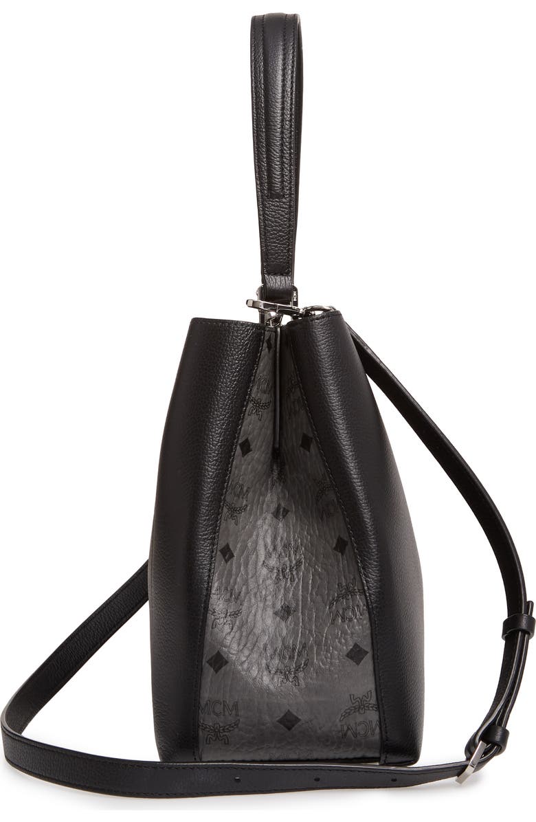 MCM Sarah Leather & Visetos Canvas Hobo, Alternate, color,