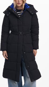 Desigual Quilted Puffer Longline Coat with Removable Hood