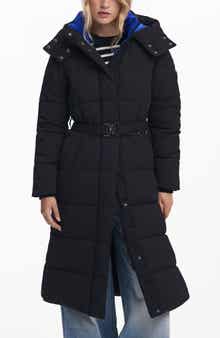 Desigual Quilted Puffer Longline Coat with Removable Hood