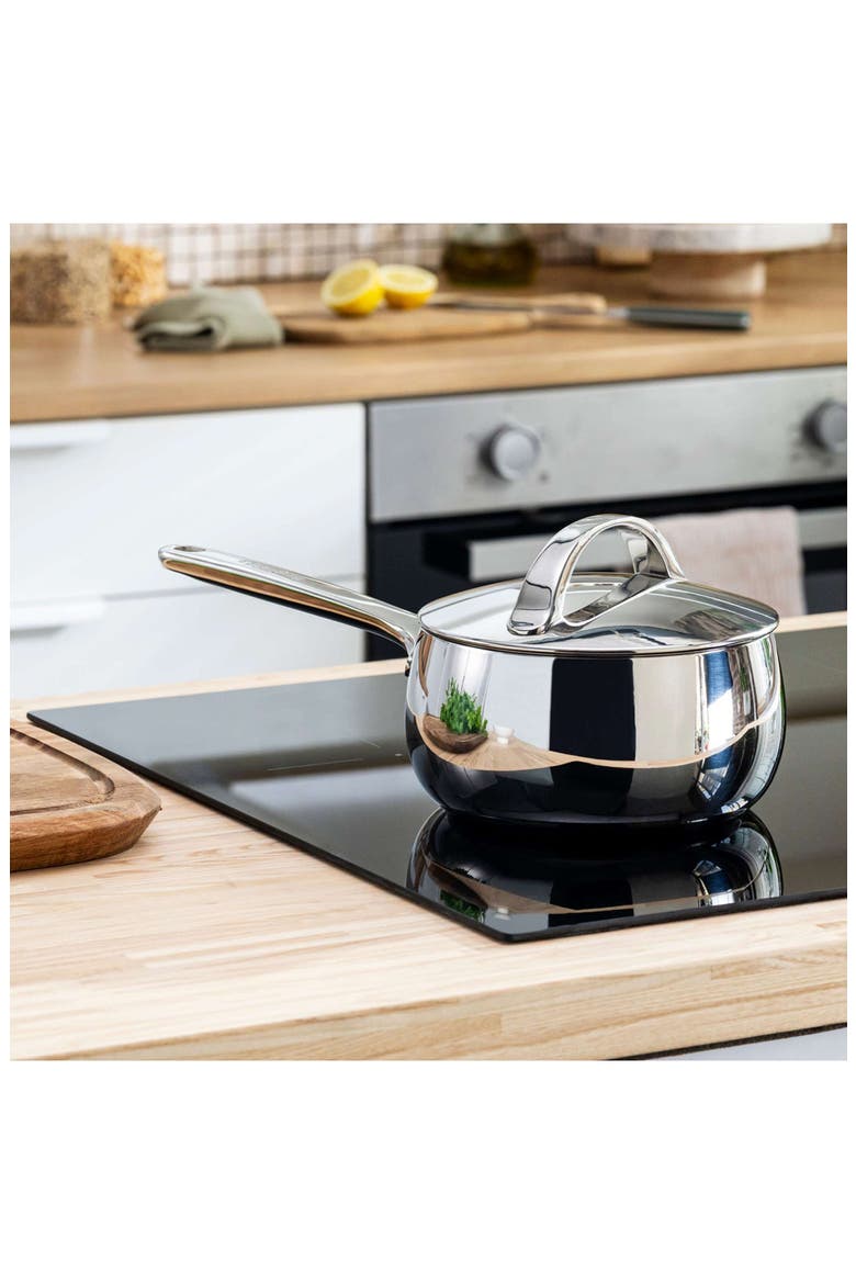 Stellar Belly Tri-Ply Stainless Steel Saucepan & Lid, Alternate, color, STELLAR