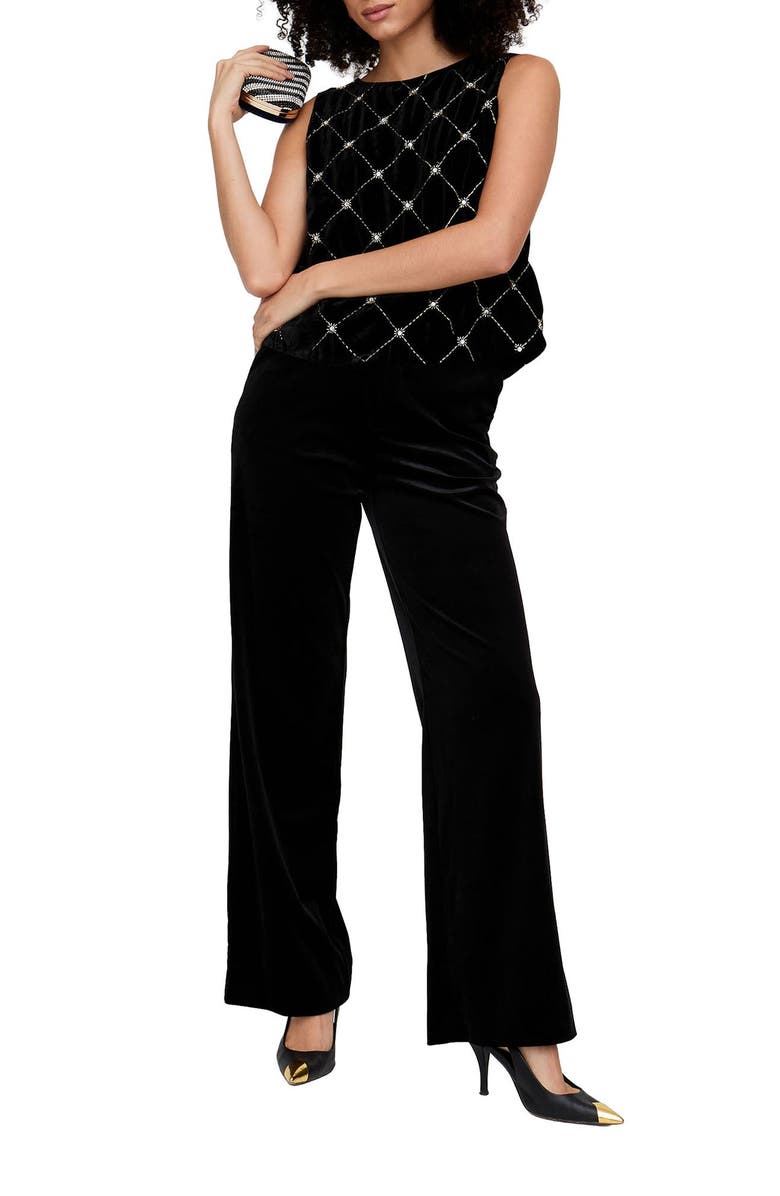 Lily and Lionel London Chiva Beaded Velvet Top, Alternate, color, Black