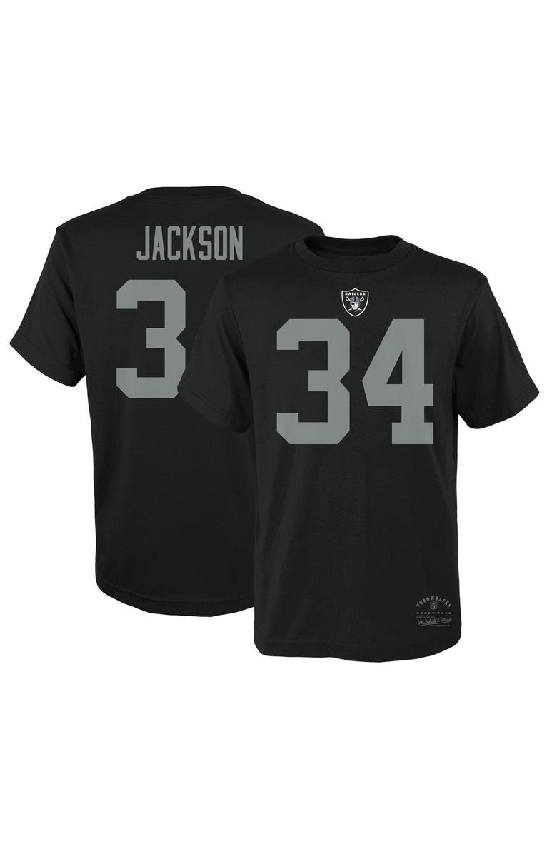Mitchell & Ness Youth Mitchell & Ness Bo Jackson Black Las Vegas Raiders Retired Retro Player Name & Number T-Shirt, Main, color, 