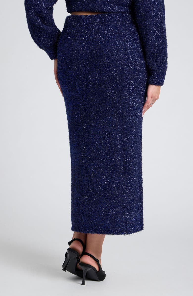 ELOQUII Fuzzy Sparkle Sweater Midi Skirt, Alternate, color, 