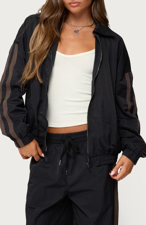 Edikted Kieran Stripe Nylon Track Jacket In Black