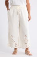 Treasure & Bond Cutwork Hem Linen Blend Pants