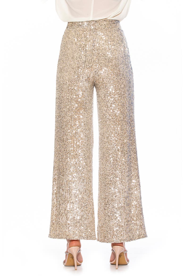 Illy Wide Leg Sequin Pants, Alternate, color, SILVER