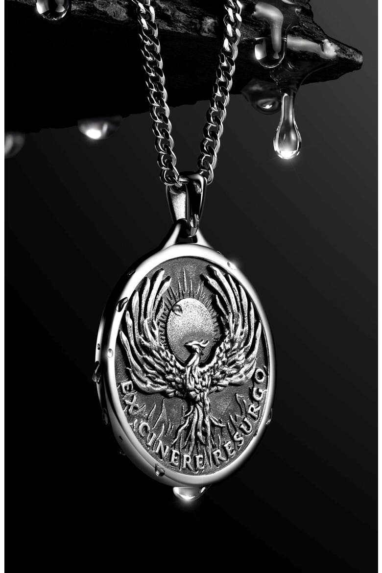 Phoenix Pendant Necklace, Alternate, color, SILVER