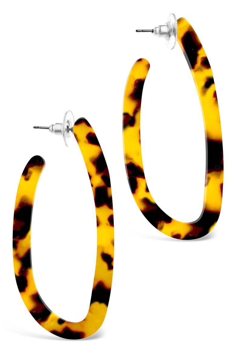 57mm Open Oval Resin Hoop Earrings, Alternate, color, TORTOISE