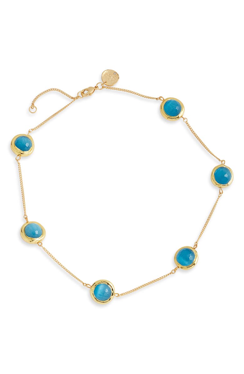 Karine Sultan Crystal Station Necklace, Main, color, Gold