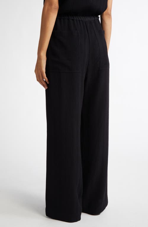 Totême Black Woven Stripe Drawstring Trousers In Black
