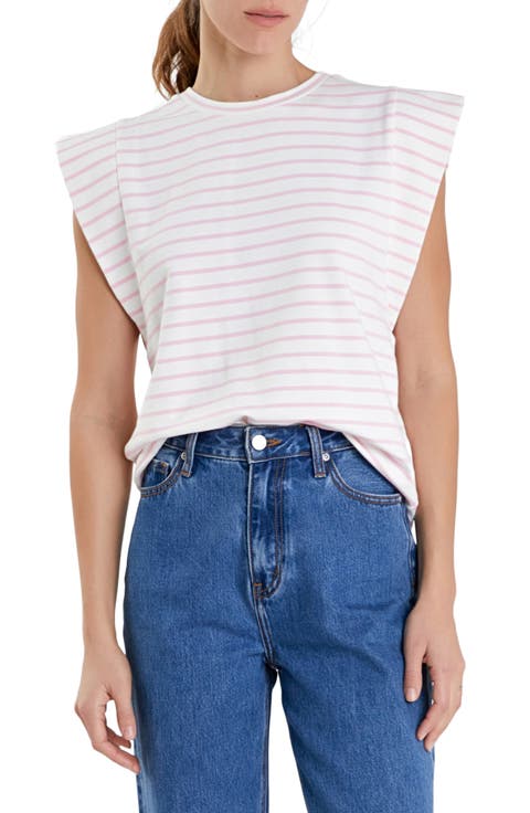 Stripe Extended Shoulder T-Shirt