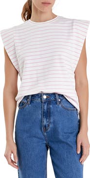 English Factory Stripe Extended Shoulder T-Shirt