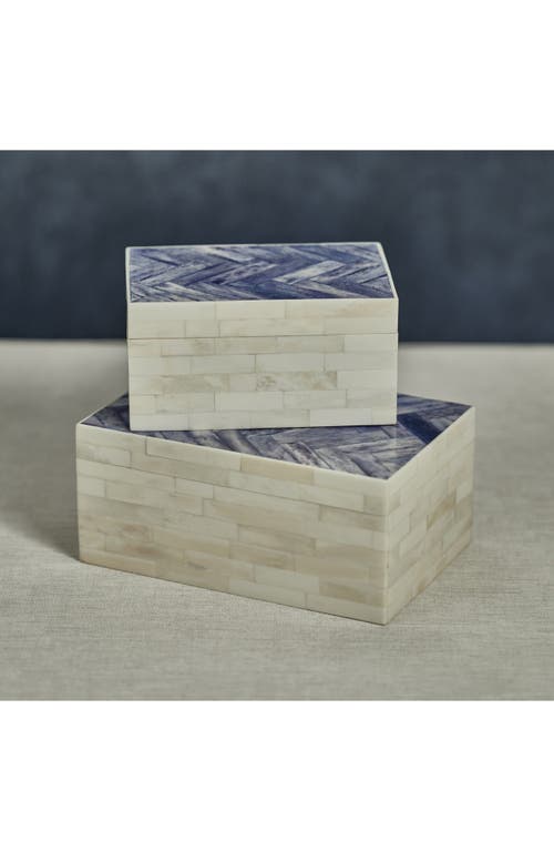 Zodax Mahar Herringbone Bone Decorative Box In Gray