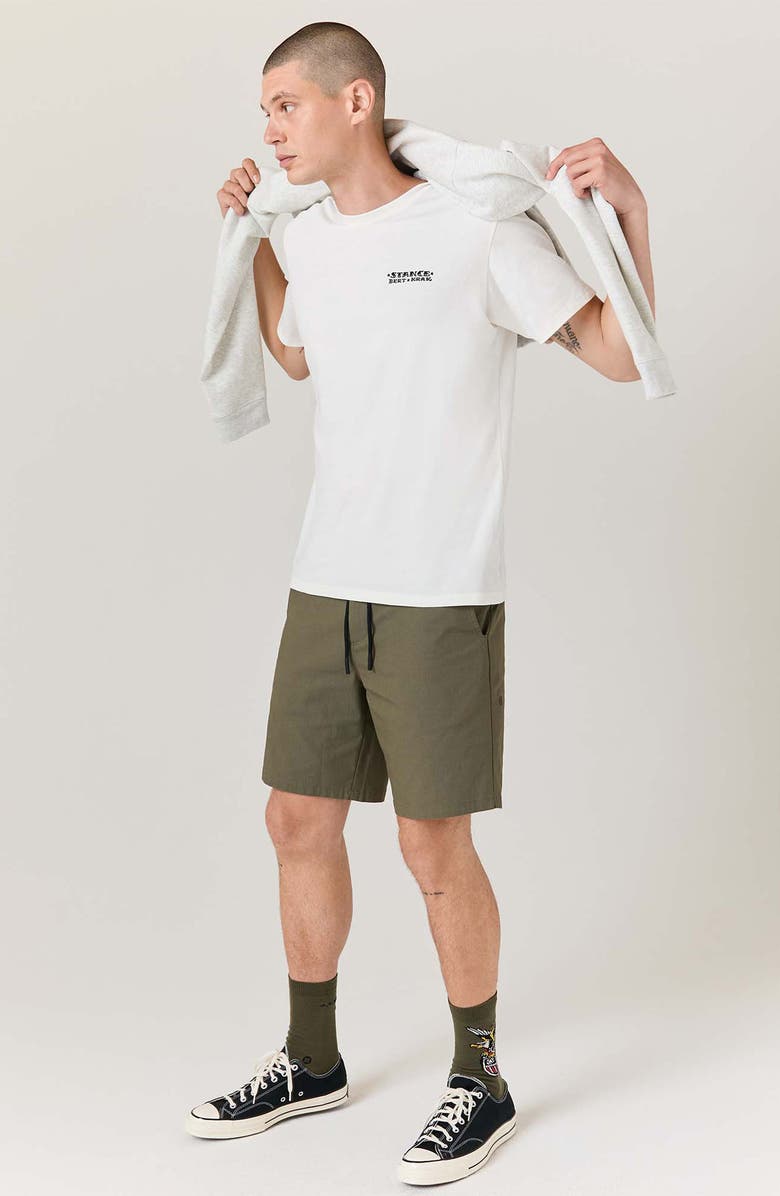 Stance Eagle Cotton Blend Crew Socks, Alternate, color, Military Green