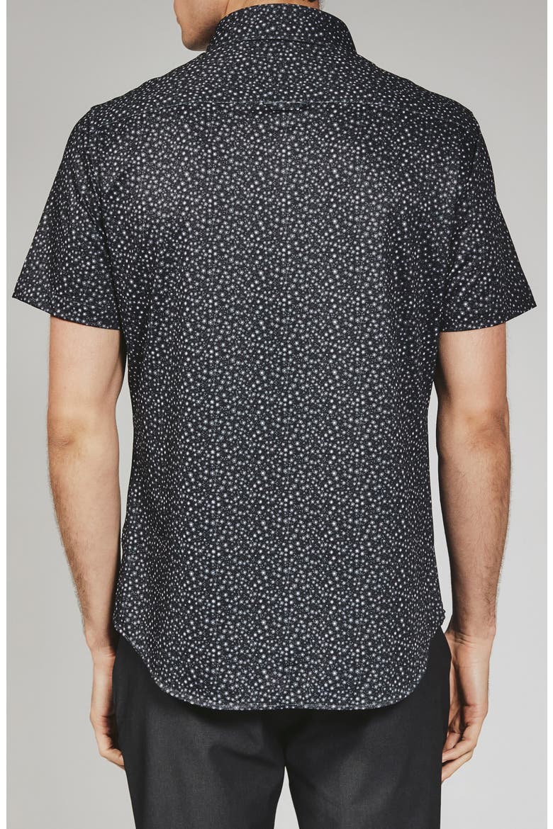 Mercer Floral Short Sleeve Button-Up Shirt, Alternate, color, BLACK