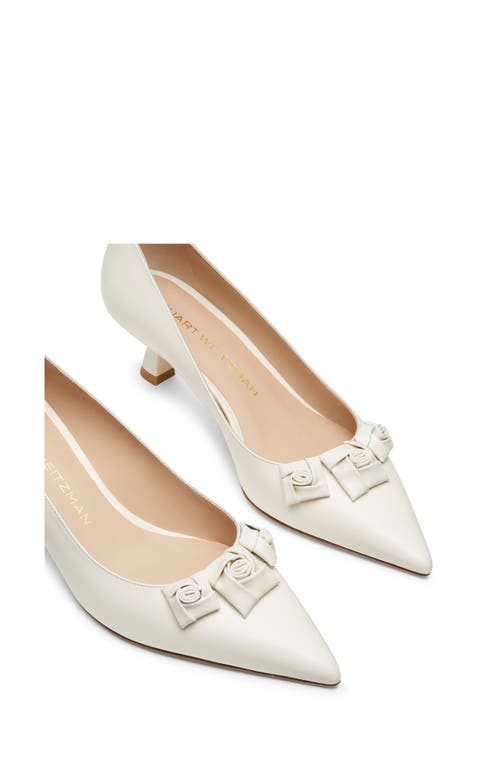 Stuart Weitzman Stuart Rosie Calfskin Kitten Pumps In White