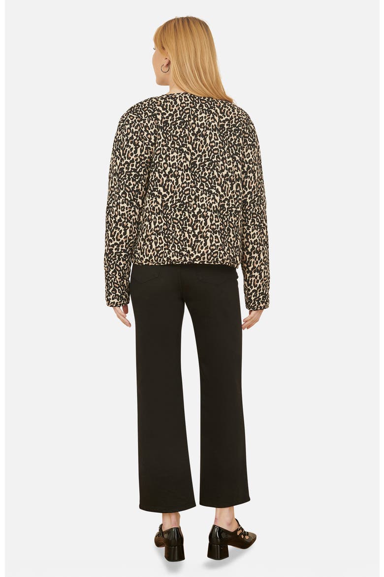 Leopard Print Round Neck Boxy Jacket, Alternate, color, Black