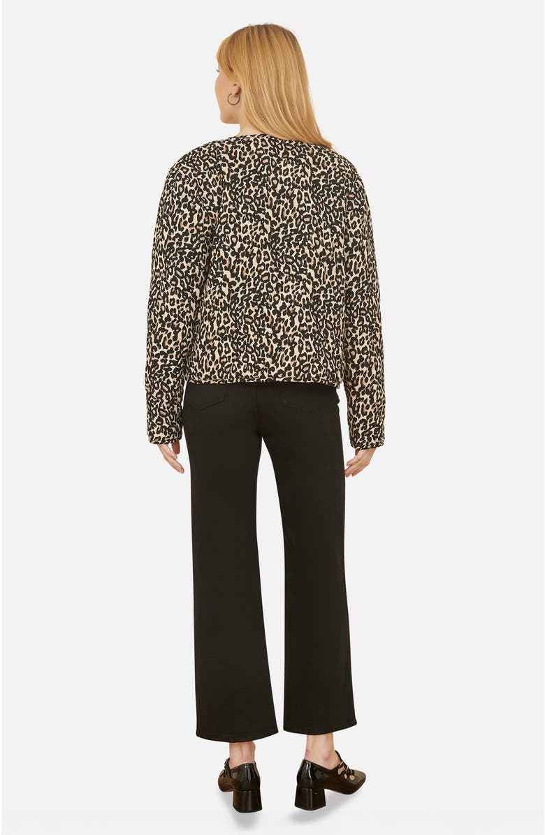 Yumi Leopard Print Round Neck Boxy Jacket, Alternate, color, Black