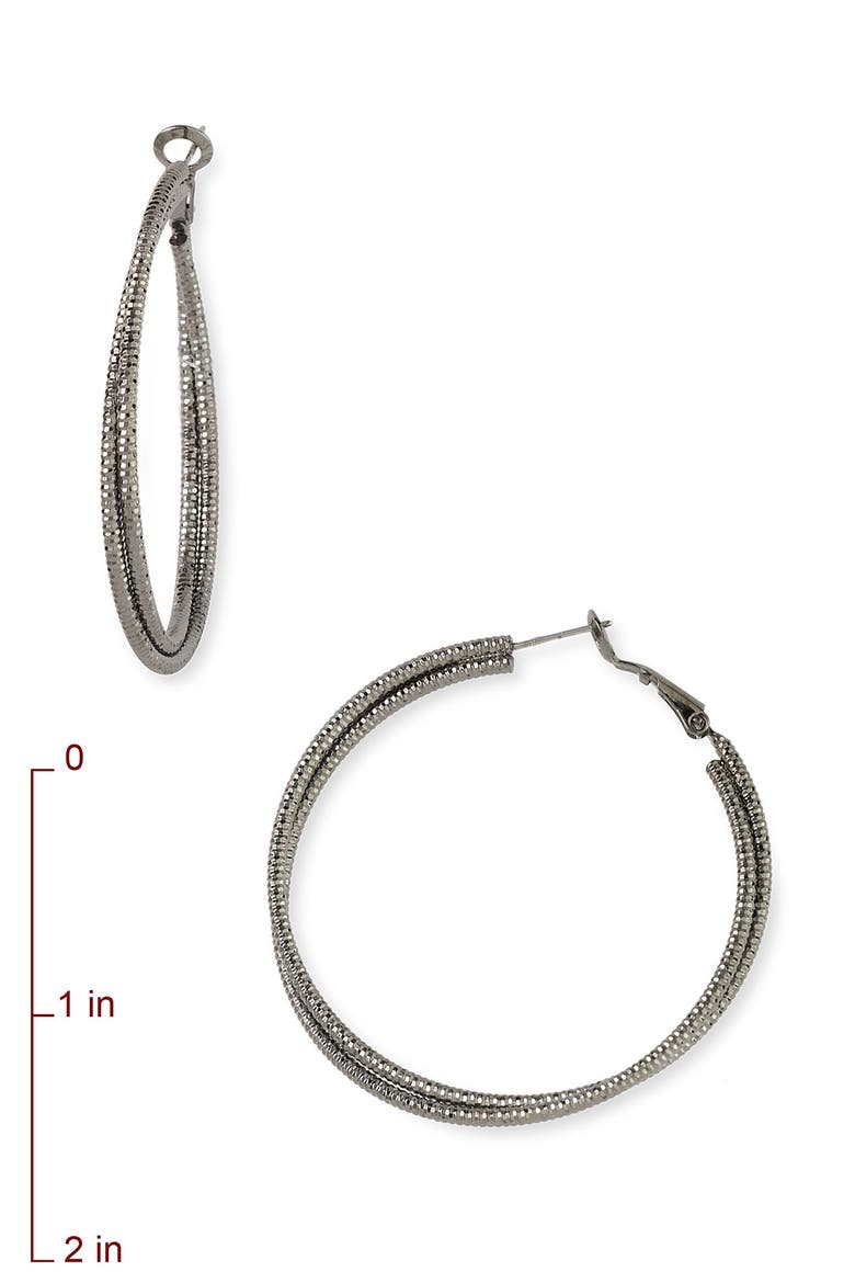 Couture Metallic Hoop Earrings, Alternate, color, HEMATITE