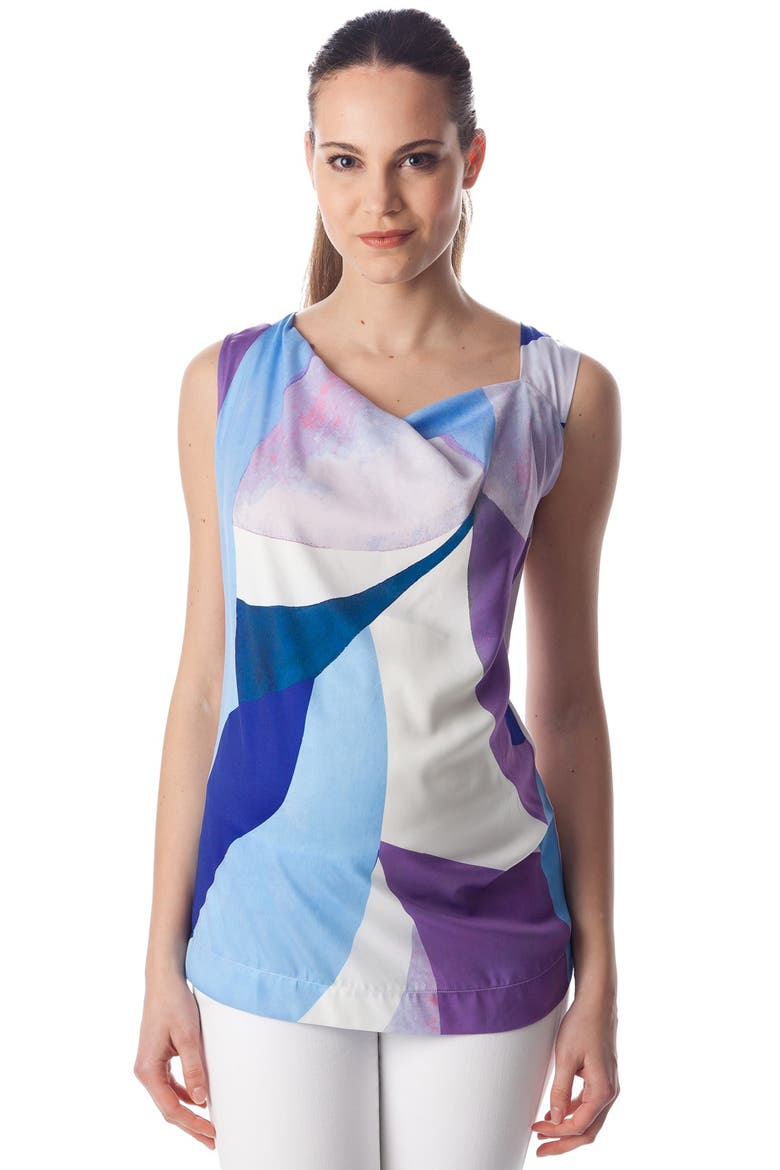 'Fialka' Graphic Maternity Top, Alternate, color, SKY SURF/ WHITE JERSEY