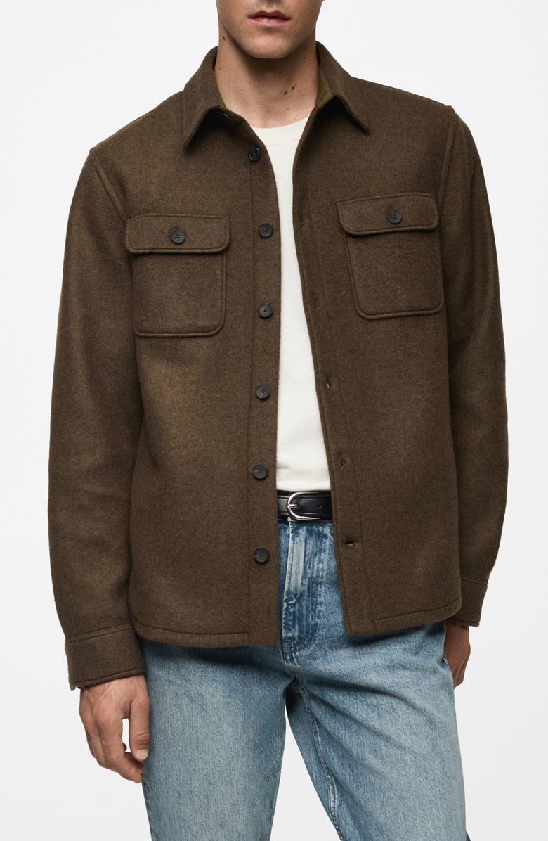MANGO Regular Fit Overshirt, Main, color, Brown