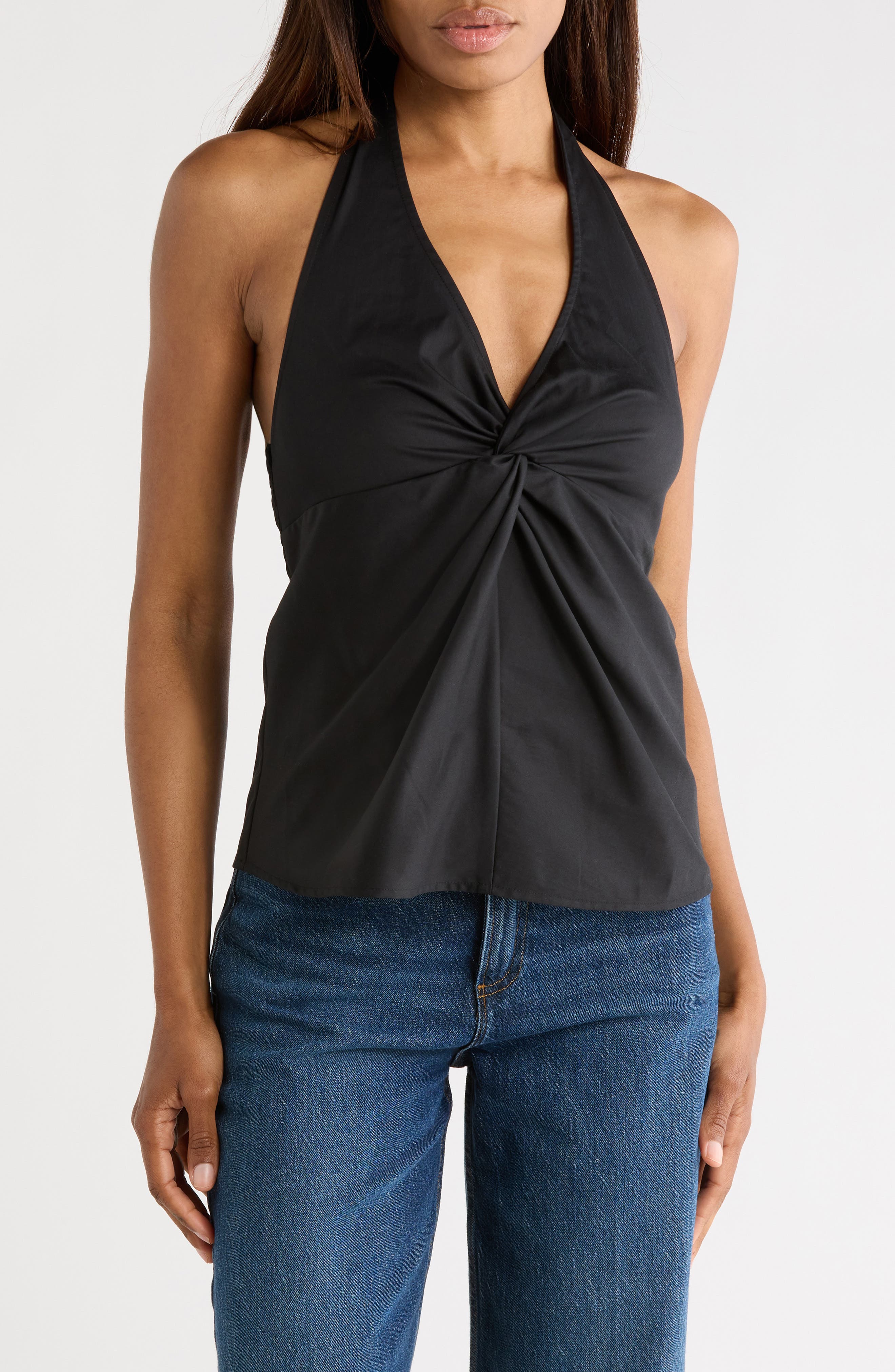 Leith Cotton Blend Halter Top