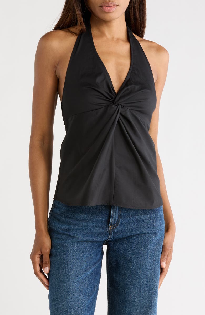 Leith Cotton Blend Halter Top, Main, color, Black